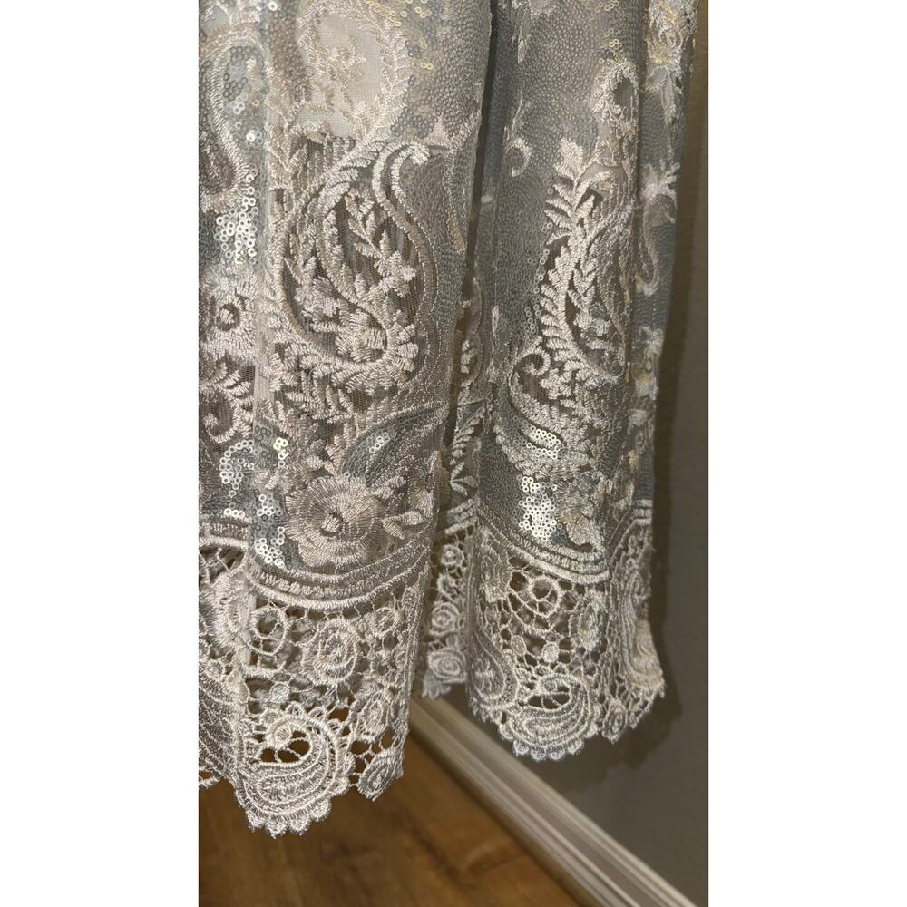 Dress the Population Dress Silver White Sequin Lace Midi Angela‎ sz XS - Picture 6 of 7